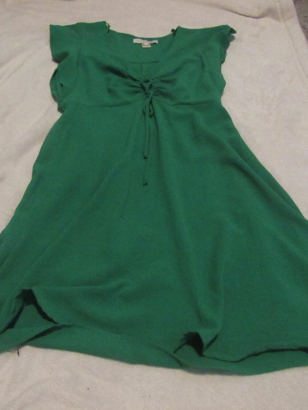 Monteau Los Angeles Green Dress Flutter Sleeves Size Medium